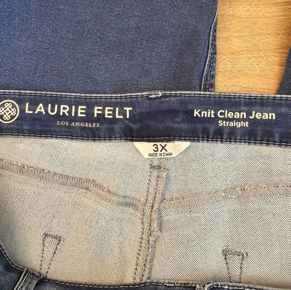 Laurie Felt Knit Clean Jeans Straight 3X Plus Denim Blue New - Picture 8 of 16